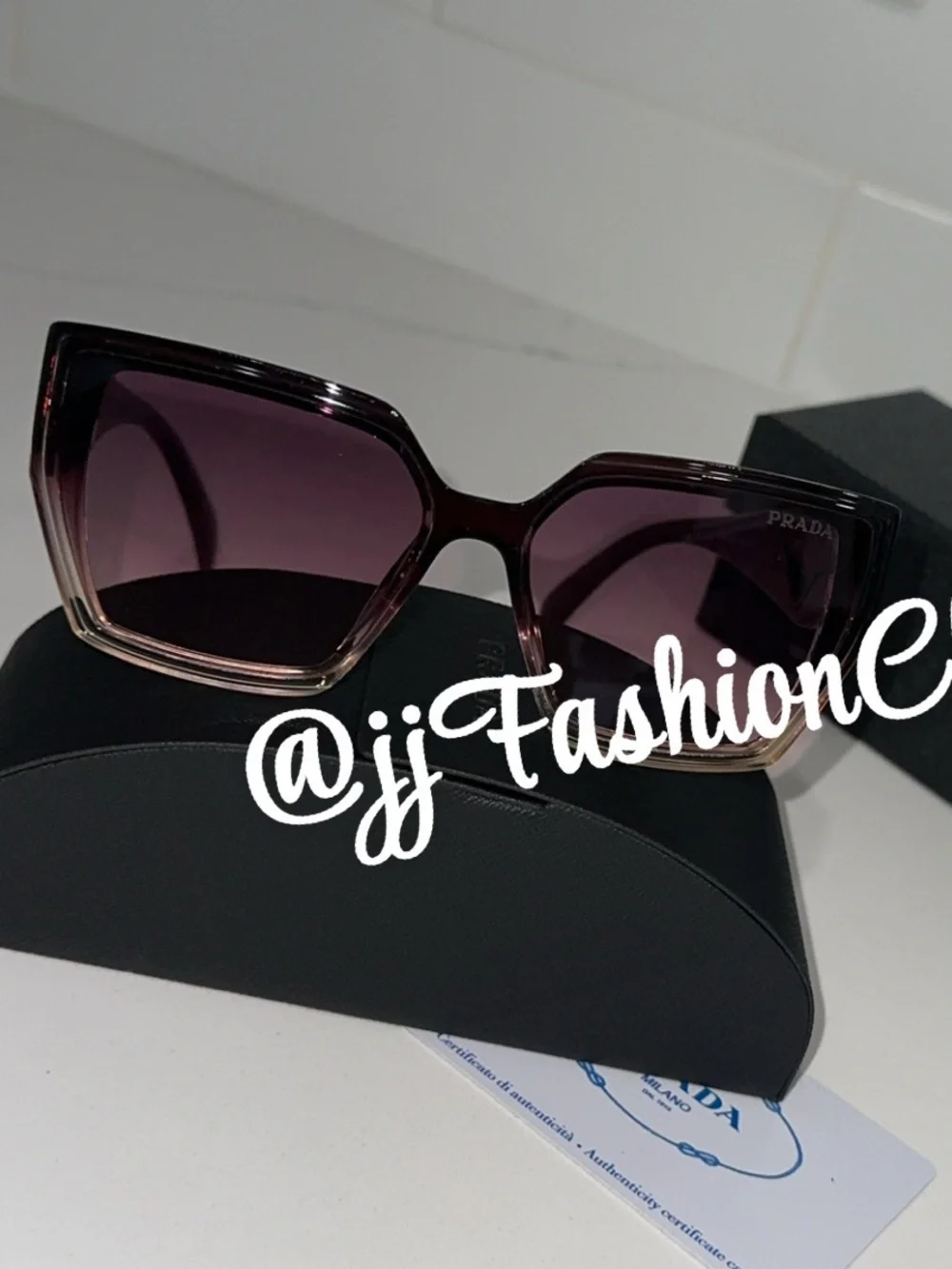 Purple P R A Gradient Oversized Square Sunglasses